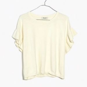 Madewell Ruffle Sleeve Ivory Sweater Tee NWOT